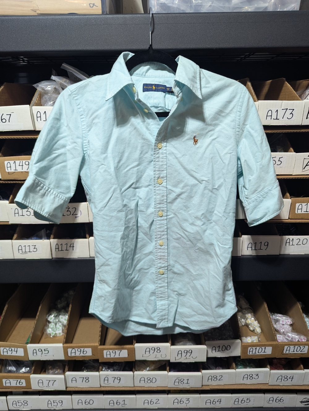 Ralph Lauren Light Aqua Button-Down Cotton Shirt XS